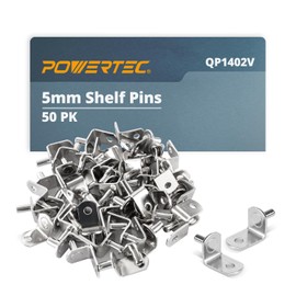 POWERTEC QP1402V 5mm Shelf Pegs 50pk, L-Shaped Bracket with Hole Shelf Pins Support Pegs for Shelves, Kitchen Cabinet Shelf, Bookshelf, Closet and Furniture, Nickel Plated Shelf Holders Pegs