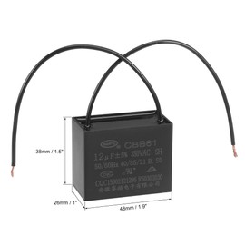 uxcell Ceiling Fan Capacitor CBB61 12uF 350V AC 2 Wires Metallized Polypropylene Film Capacitor 48x38x26mm for Electric Fan Pump Motor Generator 2Pcs