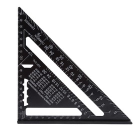 7'' Metric Aluminum Alloy Oxidation Roofing Square Triangle Angle Protractor,Black Color (Black)