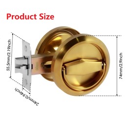 Stainless Steel 304 Black Round Recessed Door Lock, Hidden Recessed Install Cup Door Knob Lock, Recessed Door Handles Pulls Latch Knob, Pocket Door Handle Without Keys (Gold)