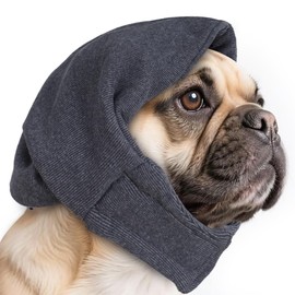 Dog Calming Hoodie for Anxiety Relief - Happy Quiet Dog Ear Muffs Noise Protection for Bath Grooming Fireworks Vet Visit Force Drying - No Flap Ear Wraps Cover for Hematomas Surgery Care Head Wrap | L