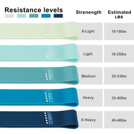 Resistance Loop Exercise Bands Exercise Bands for Home Fitness, Stretching, Strength Training, Physical Therapy,Elastic Workout Bands for Women Men Kids, Set of 5 (Blue)