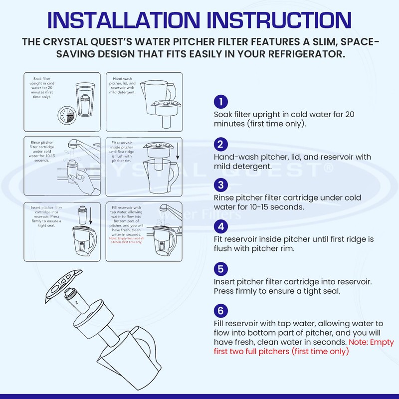 Crystal Quest - Water Pitcher Filter System - Black -