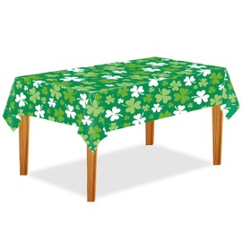 iwiio St Patricks Day Tablecloth 137 x 274cm Green Grass Disposable Table Cover, Rectangle Ireland Table Cloth for St Patrick's Day Table Decor Decoration