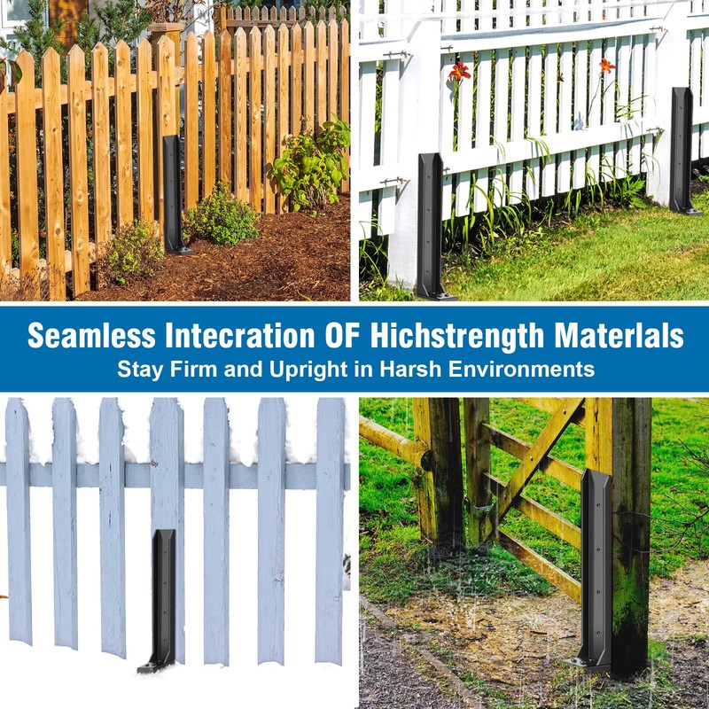 2 Pcs Fence Post Repair, Heavy Duty Fence Post Kit