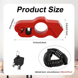 Helmet Lock & Brake Lock, Practical Motorbike Handlebar Lock Motorcycle Locks Bike Locks Combination to Protect Your Motorcycle from Losing (Red)