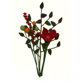 Humble Hilo Handmade Felt Flower Bouquet Artificial Floral Arrangements Comes in Mixed Sets and Multiples Faux Wreaths Great Home Decor (Blossoms Red)