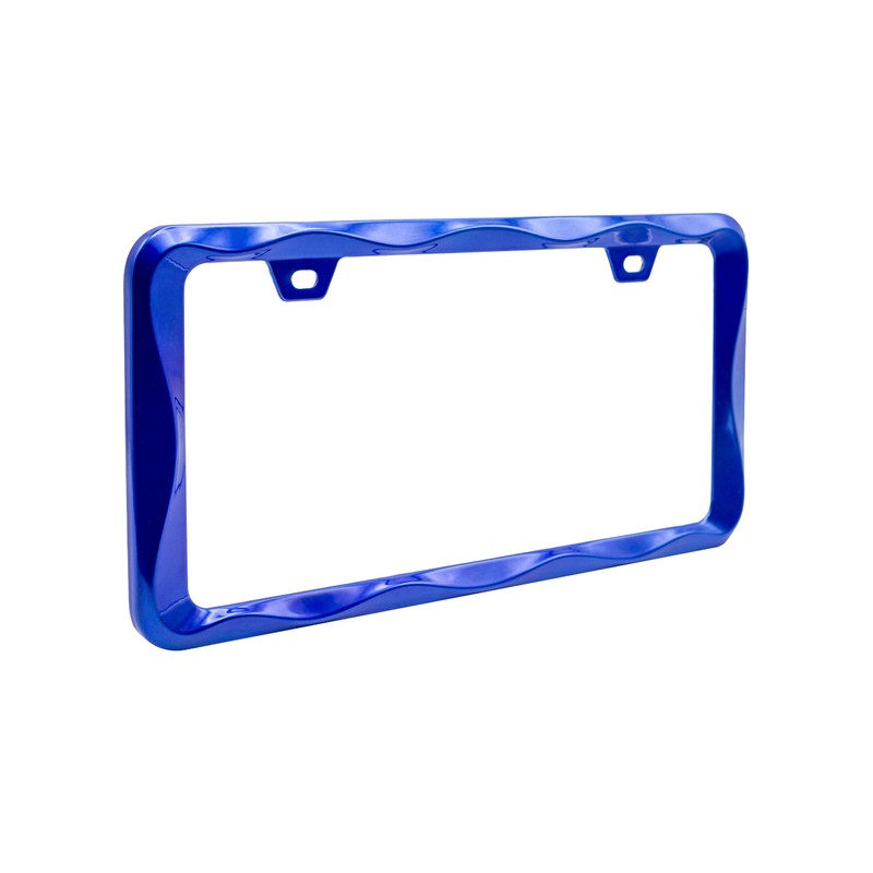 Creathome 3D Curly Wave Pattern Shining Blue License Plate Frame