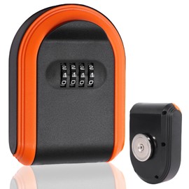 Rylaxzon Magnetic Key Holder with Combination Lock - Waterproof Outdoor Key Lock Box for Cars (Orange)
