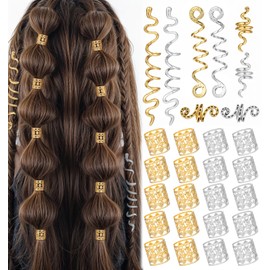28Pcs Gold Hair Accessories for Women, Braid Hair Jewelry with Metal Dreadlock Beads