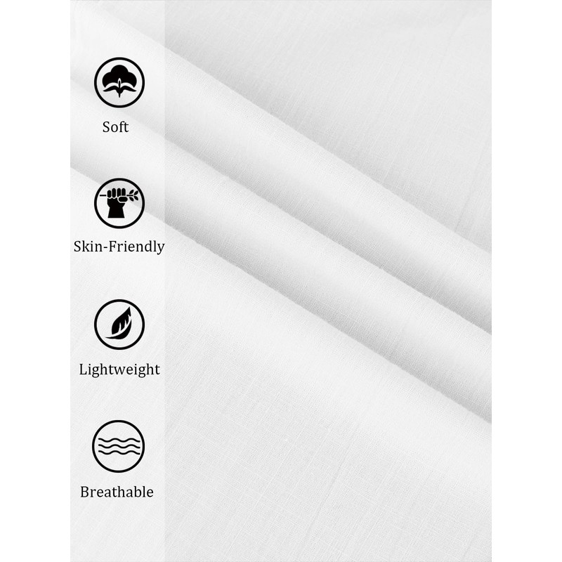 PASLTER Mens Casual Linen Pants Loose Fit Straight-Legs Elastic Drawstring