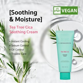 BRING GREEN BRING GREEN Tea Tree Cica Soothing Cream Plus 100ml Korean Skin care, calming and soothing, moisturizer for skin, facial cream, trouble care, Blackhead Removing Pore care (Pack of 1)