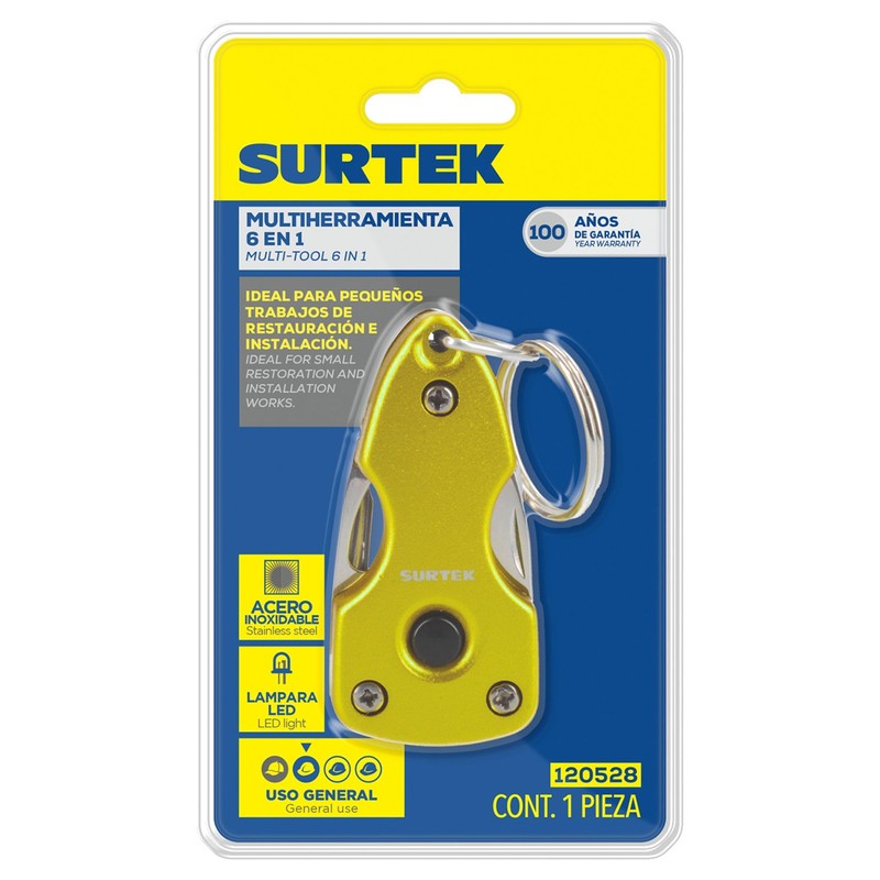Surtek 120528 Pinza multiherramienta 6 en 1 tipo llavero