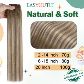 Easyouth Secret Wire Hair Extension for Women 18 Inches 80 g Colour Medium Brown Mix Platinum Blonde and Medium Brown Human Hair with Invisible Wire