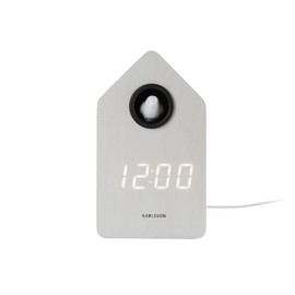 Karlsson Alarm Clock Cuckoo LED White Wash Veneer