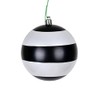 Vickerman 4" Black-White Striped Pearl Ball Christmas Ornament.There are 6
