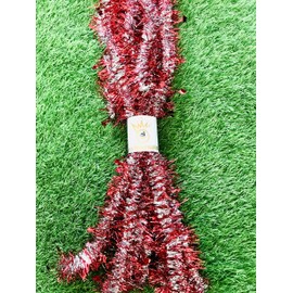 Red and Silver Tinsel Garland for Christmas Decoration x-mas Tree Christmas Tree Ornaments Housewarming New Year Party Ceiling Hanging Indoor and Outdoor Shiny Sparkly Garland 28 Feet 5 Pieces