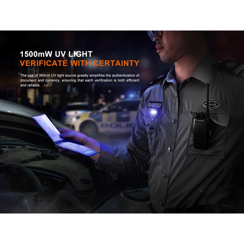 Fenix SW05R-UV Clip-on UV Flashlight, 150 Lumens, USB-C Rechargeable, Built-in