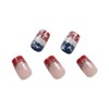 24 Pcs French Nails Square Press on Nails Independence Day
