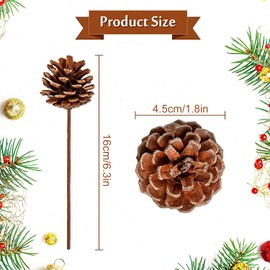 Whaline Christmas Natural Pine Cones 12 Pieces Pinecone Picks Christmas Tree Ornament Holiday Centerpiece for Christmas Tree Home Party Decoration Supplies, 1.8 Inch