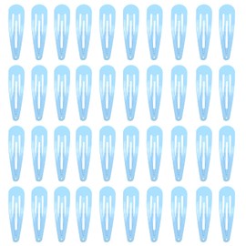 40 Counts Blue Color Metal Snap Hair Clips 2 Inch Barrettes for Women Accessories