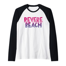 Revere Beach Massachusetts - Revere Beach MA 70's Retro Raglan Baseball Tee