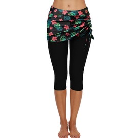 ECUPPER Womens Swim Capris Shorts Swimming Leggings Board Shorts Stretch High Waisted Swimsuit Pants for Beach Surf