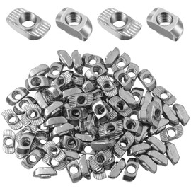 Hevysuo Pack of 100 T-Slot Nuts M6, Hammer Head Nut Carbon Steel, Drop-in T-Slot Nuts, for 30 Series Aluminium Profile, for Aluminium Profile Extrusion Slot Rail, Silver
