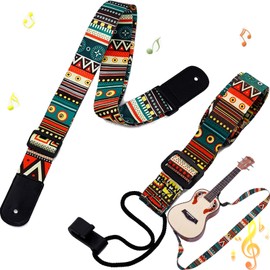Benaton 2 Pieces Ukulele Strap, Retro Ukulele Strap, Ethnic Style Ukulele Strap, Adjustable Guitar Shoulder Strap, Guitar Strap, Bohemian Style, 88 cm - 110 cm, for Ukulele Bass, color sewing