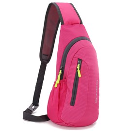 Gisdanchz Sling Backpack Crossbody Bag for Women, Waterproof Lightweight Sports Personal Pocket Small Travel Bag for Gym Sport for Men Women Sling Bag Rucksack Cross Body Bag One Strap Bags, Rose Red