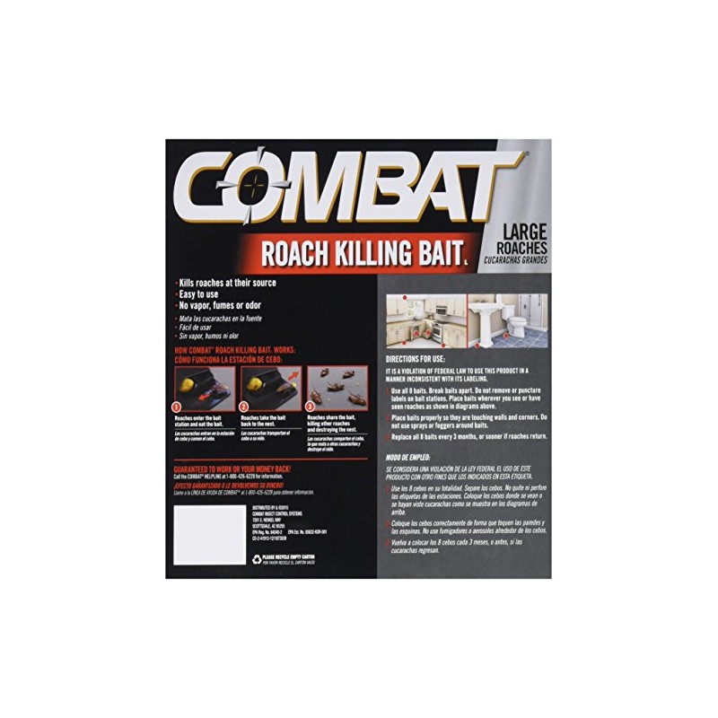 Combat Roach Killing Bait for Large Roaches, Package Includes 8