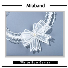Miaband Wedding Garters White Bow Pearl Garters Lace Thigh Garter Elastic Leg Garter for Women