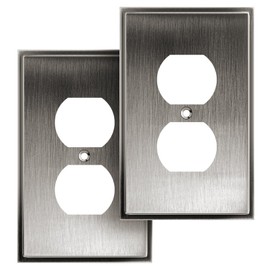 Henne Bery Soft Modern Decorative Wall Plate Switch Plate Outlet Cover (Single Duplex 2PK, Heirloom Silver)