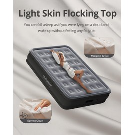 Hi Explore Air Mattress Queen with Built in Pump Raised, with Comfort Plush, Inflatable Blow Up Mattress, Portable Airbed for Home, Guests, Camping,(Grey, 18” Height)