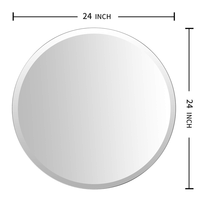 KOHROS Round Beveled Polished Frameless Wall Mirror for Bathroom, Vanity,