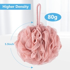 VANZAVANZU - Esponja de baño grande de 80 g, esponja de ducha, puf de malla para hombres y mujeres, juego de 4 (turquesa + rosa)