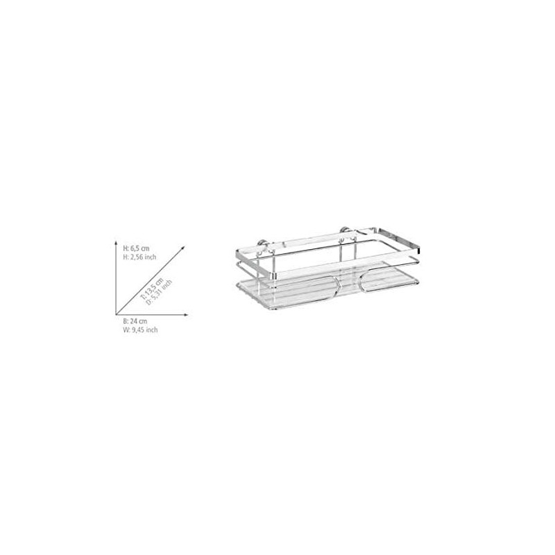 WENKO Wandablage Premium, Offener Wand-Caddy, Rostfreier Edelstahl/Kunststoff, 24 x 6,5