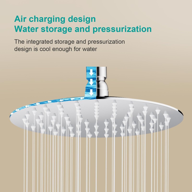 AULEEND 6 Inch Round Rain Shower head, High Flow Stainless