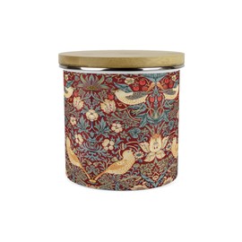 Purely Home Red Strawberry Thief Decaf Tea Storage Canister - Morris Inspired Floral Tapestry Artwork - Large Enamel Hot Drinks Kitchen Storage Container