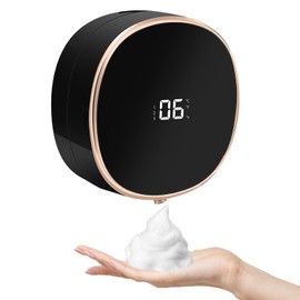 YOU ER MEI Dispensador de Jabón Automático 3 Niveles Ajustable, Dispensador Automático de Jabón Montado en la Pared, 300ML USB Recargable, Pantalla LCD Muestra la Temperatura, Negro