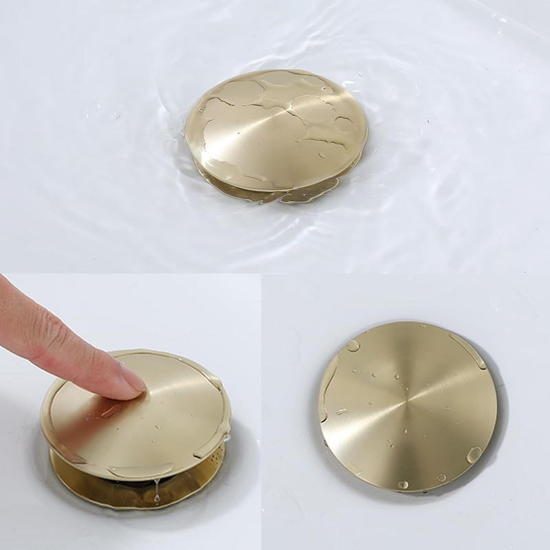 RANDOM Brushed Gold Sink Drain with Overflow Bathroom Pop Up