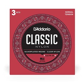 D'Addario ダダリオ クラシックギター弦 Sliverplated Wound Clear Nylon Normal Tension EJ27N-3D 3set入りパック 【国内正規品】