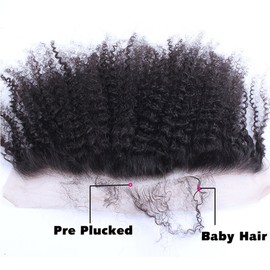 Mongolian Afro Kinky Curly Human Hair Closure 4B 4C Short Afro Curly 4"x4"Swiss Lace Top Closure Piece Free Part with Baby Hair Natural Color 8"inch (8 Inch, 13X4 Frontal)