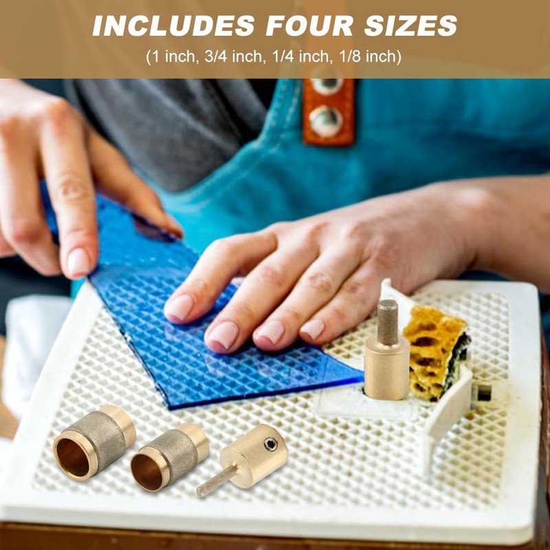 Glass Diamond Grinder Bit Head Tools Combination Set 1" 3/4"