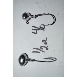 JASONS TACKLE 1/2 football jig heads 4/0 NEEDLE POINT BLACK NICKEL hook  25 pk bass walleye