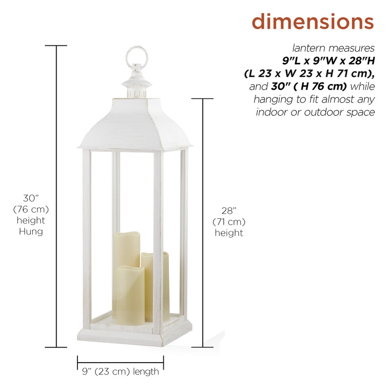 Alpine Corporation 28" Tall Outdoor Battery-Operated Lantern with LED Lights,