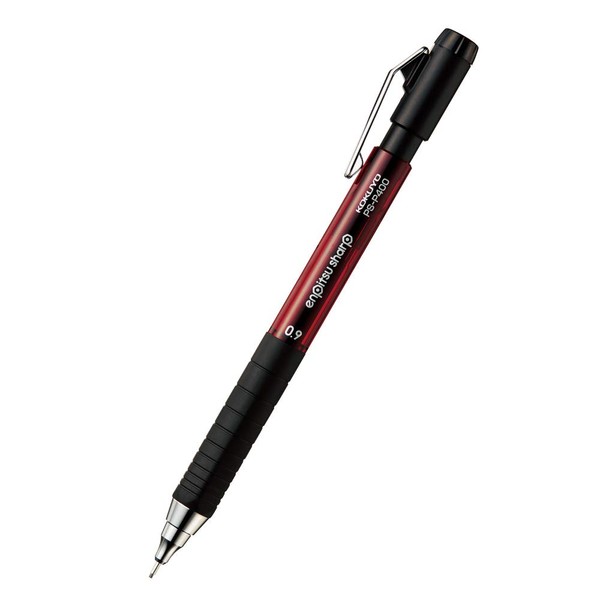 Kokuyo PS-P400R-1P Mechanical Pencil, Sharp, Type M, Rubber Grip, 0.04 inches (0.9 mm), Red