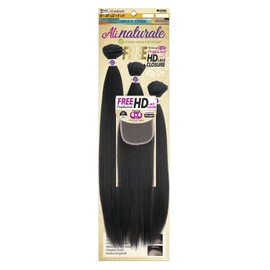 Chade Fashions Ali Naturale Weave Straight 18", 20", 22" + HD 4X4 Closure Human Hair Blended 1 Pack Solution - AN344S5 (OT1B/27)