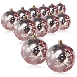 com-four® 12 x Christmas Baubles, Shatterproof Plastic Christmas Tree Decorations for Christmas Tree with Pendant