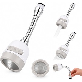 PARENCE Extensión flexible de grifo de 360 ° – Aireador de grifo de cocina M22, 2 modos, chorro y ducha, ahorro de agua cromado, giratorio, resistente a salpicaduras, compatible con fregadero de